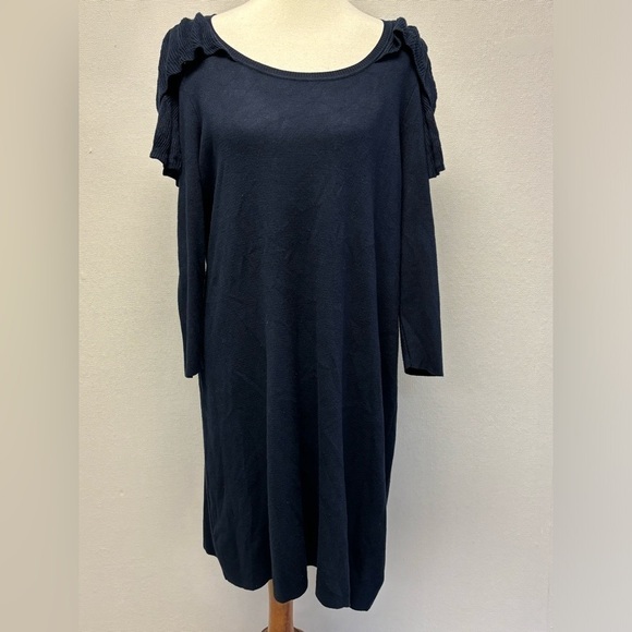 Lane Bryant Dresses & Skirts - Women’s Lane Bryant Blue Knit sweater dress Ruffle Sleeves Size 14/16